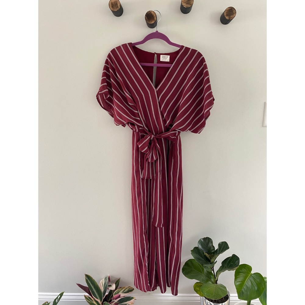Pinstriped Red and Black Jumpsuit